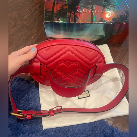 NWT Brand New Gucci GG Marmont Apollo Belt Bag Red Size 85 Women’s - Picture 15 of 16